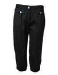 Dolce & Gabbana Black Wool Stripes Cropped Trouser Pants - Eljoys Fashion 