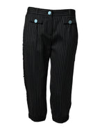 Dolce & Gabbana Black Wool Stripes Cropped Trouser Pants - Eljoys Fashion 