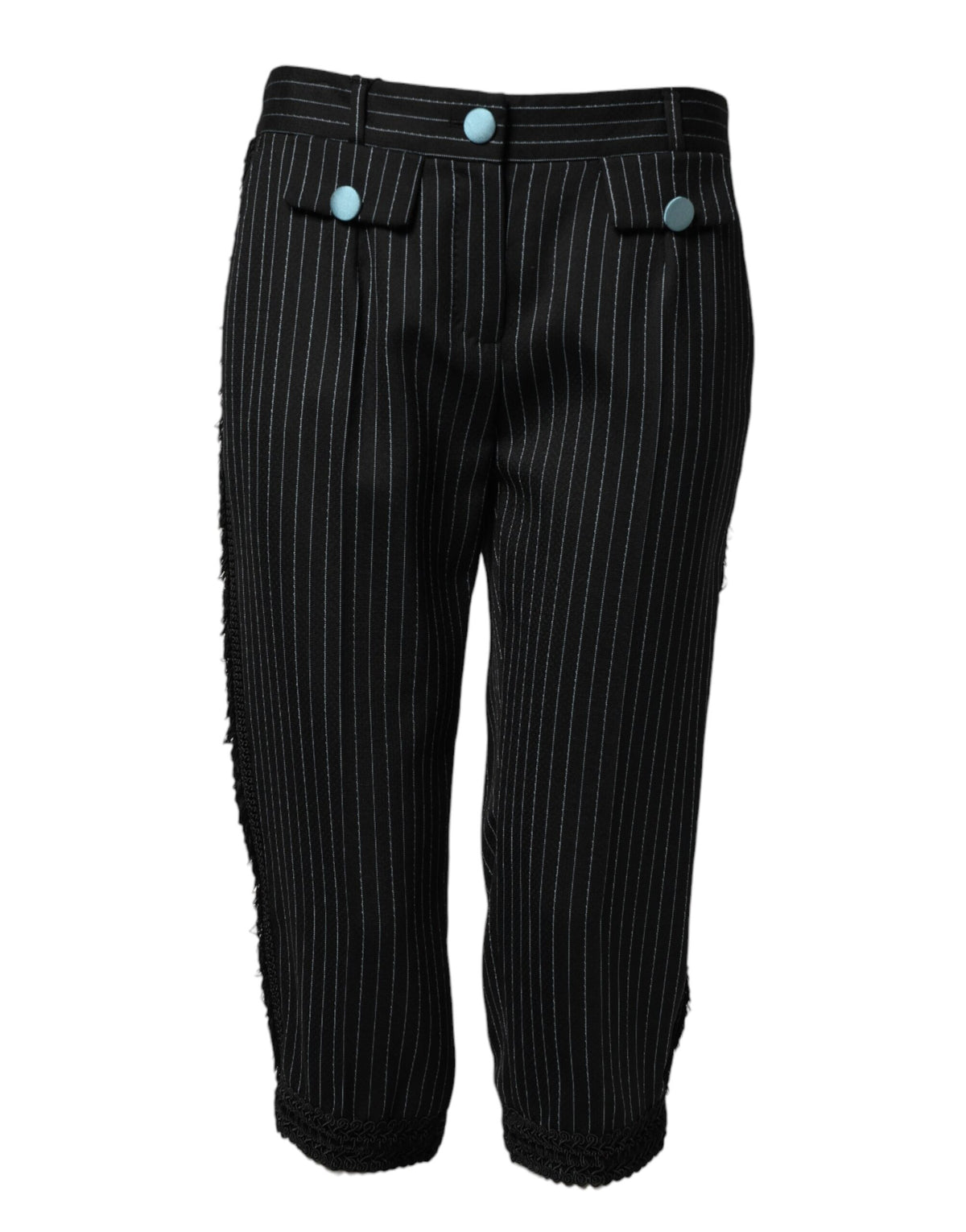 Dolce & Gabbana Black Wool Stripes Cropped Trouser Pants - Eljoys Fashion 