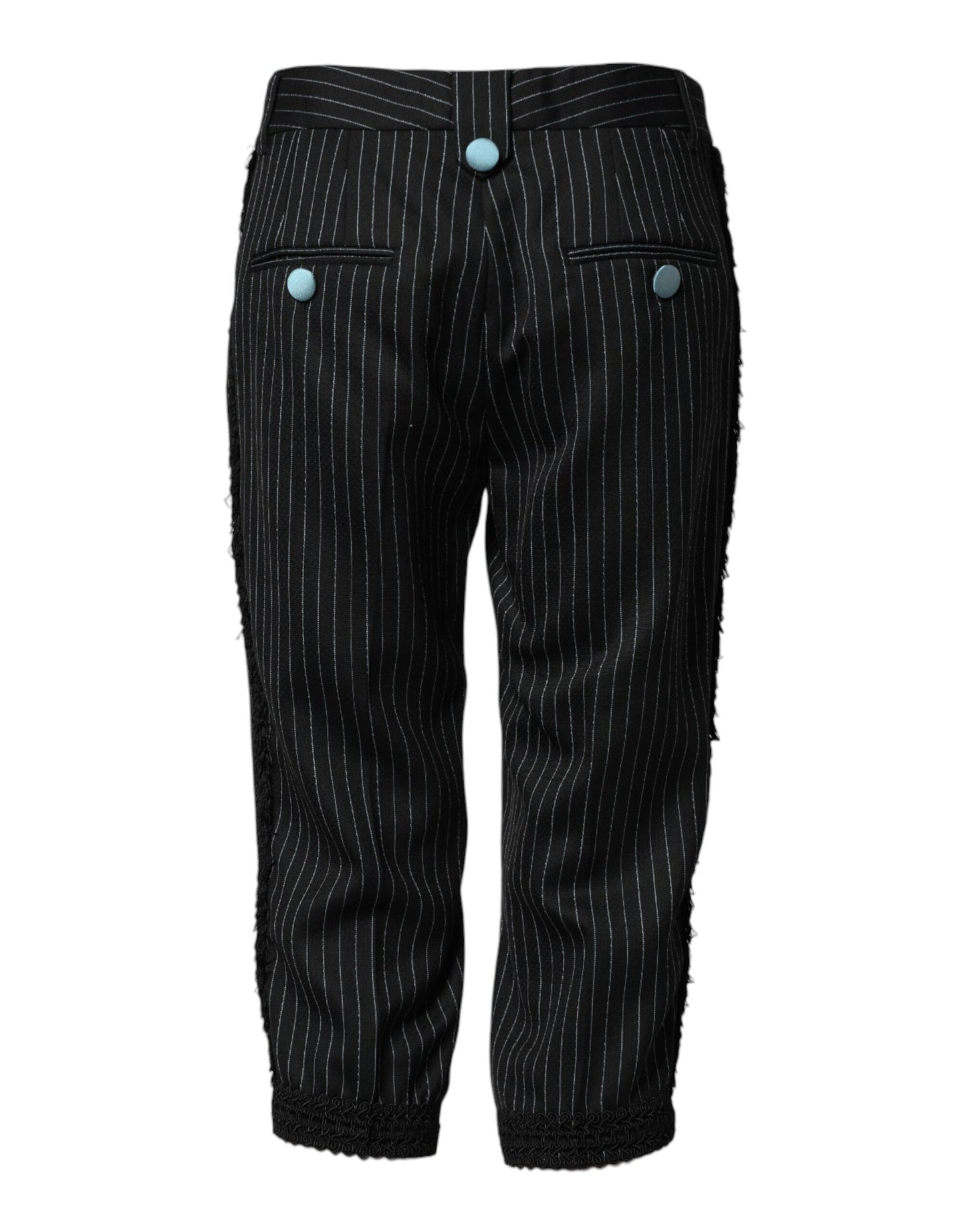Dolce & Gabbana Black Wool Stripes Cropped Trouser Pants Dolce & Gabbana