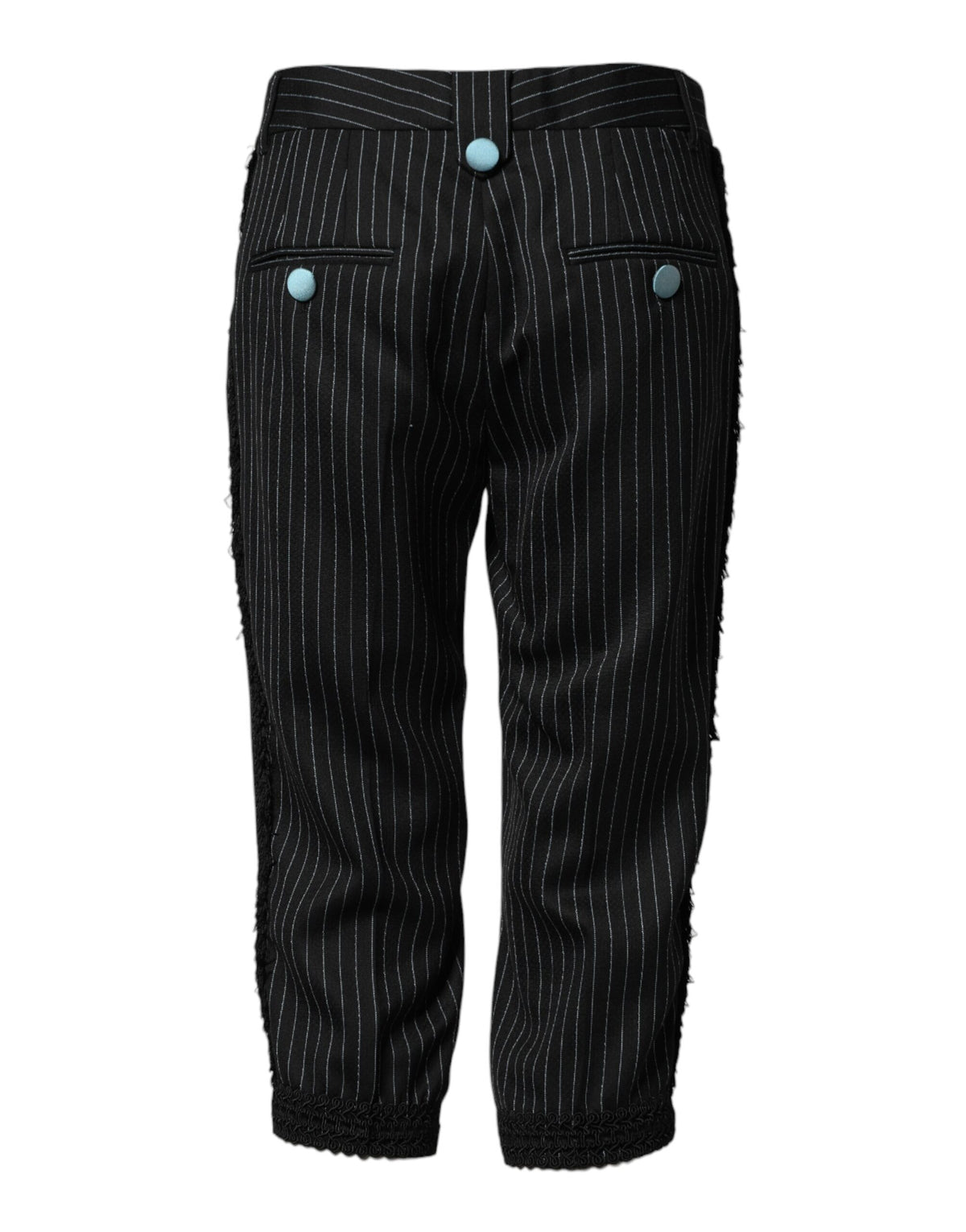 Dolce & Gabbana Black Wool Stripes Cropped Trouser Pants - Eljoys Fashion 