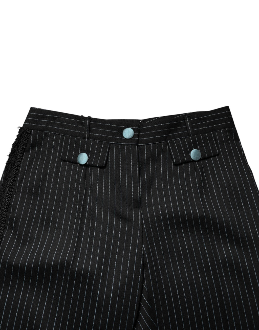 Dolce & Gabbana Black Wool Stripes Cropped Trouser Pants - Eljoys Fashion 