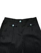 Dolce & Gabbana Black Wool Stripes Cropped Trouser Pants - Eljoys Fashion 