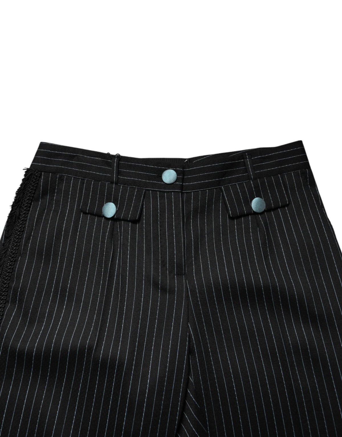 Dolce & Gabbana Black Wool Stripes Cropped Trouser Pants - Eljoys Fashion 