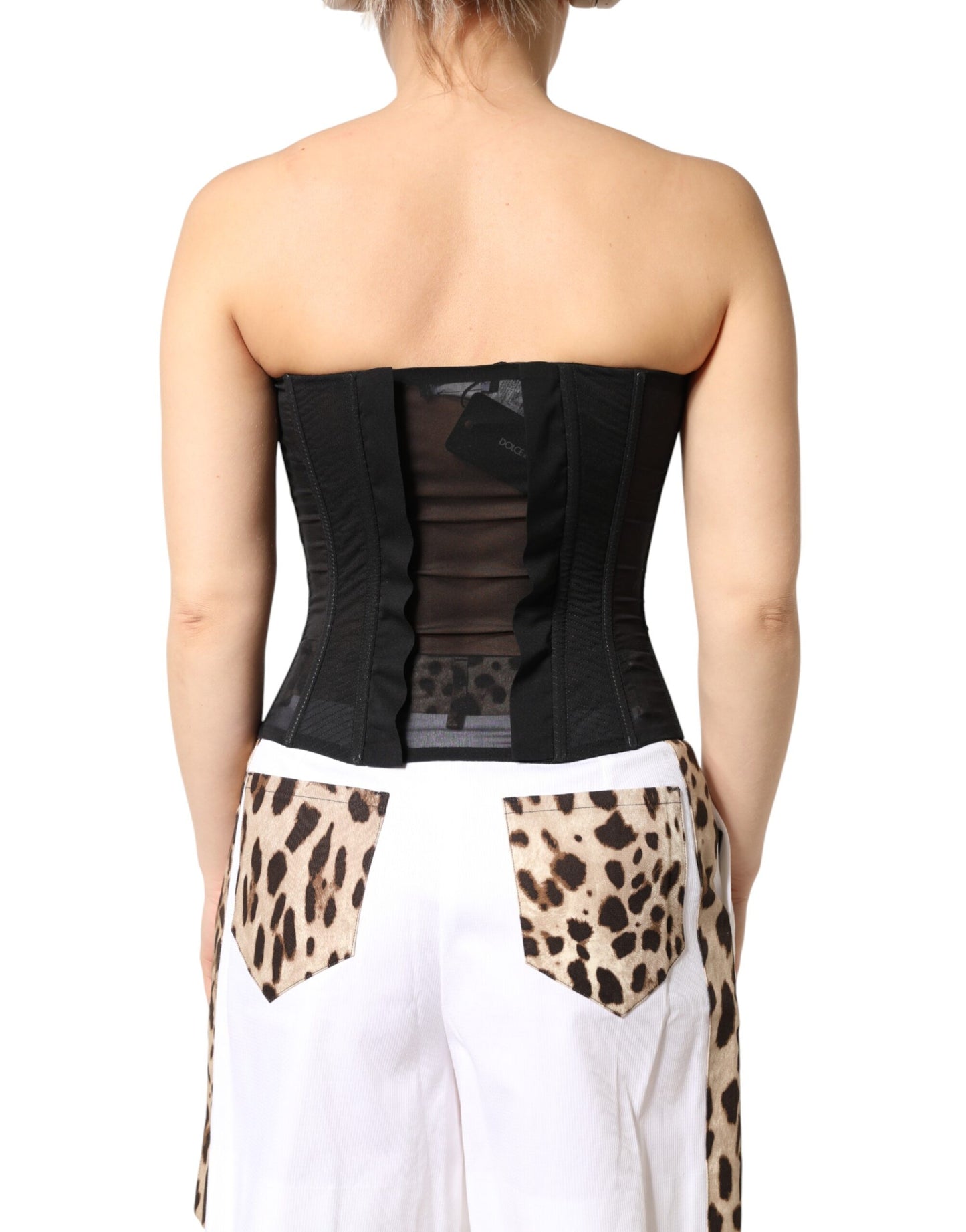 Dolce & Gabbana Black Silk Lace Bustier Corset Strapless Top Dolce & Gabbana