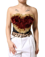 Dolce & Gabbana Black Gold Heart Bustier Corset Tinsel Top - Eljoys Fashion 