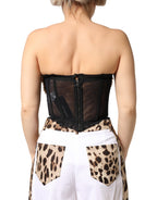 Dolce & Gabbana Black Gold Heart Bustier Corset Tinsel Top - Eljoys Fashion 