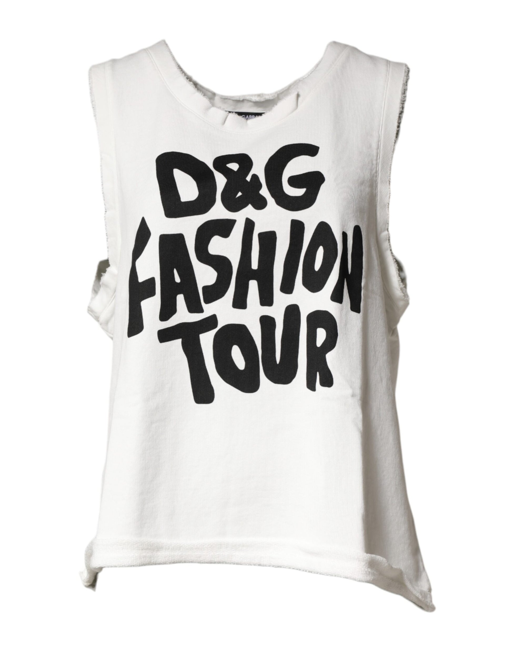 Dolce & Gabbana White Graphic CrewNeck Sleeveless Tank T-shirt Dolce & Gabbana