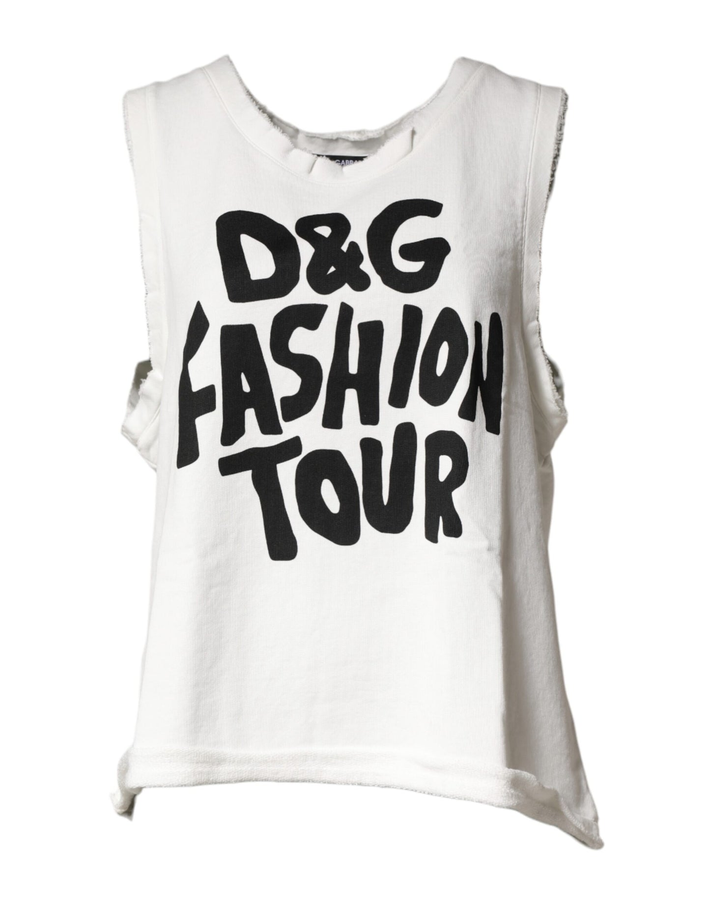 Dolce & Gabbana White Graphic CrewNeck Sleeveless Tank T-shirt Dolce & Gabbana