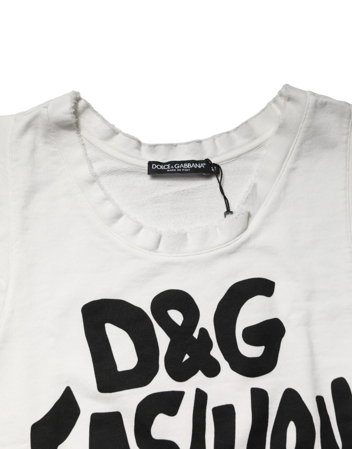 Dolce & Gabbana White Graphic CrewNeck Sleeveless Tank T-shirt Dolce & Gabbana