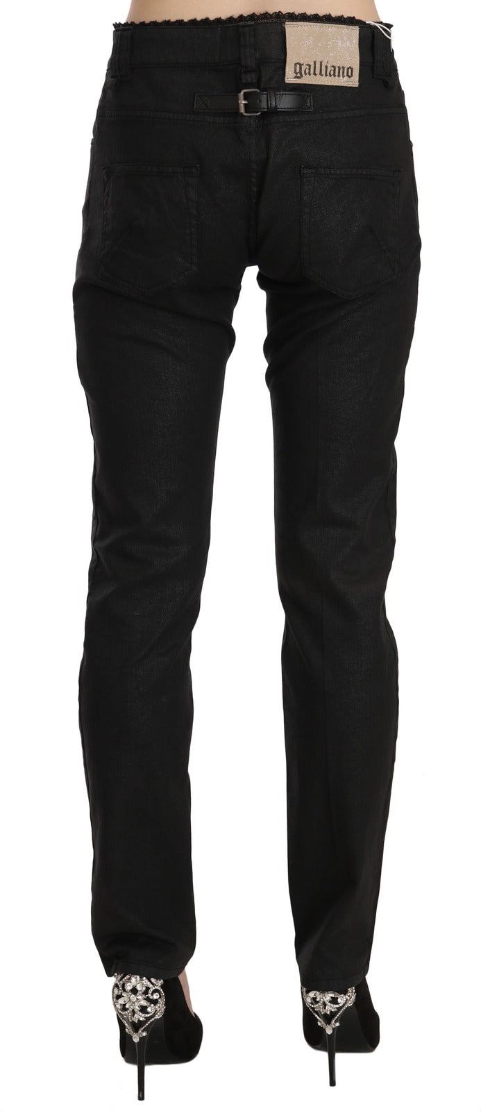 John Galliano Black Mid Waist Skinny Cotton Casual Denim Jeans John Galliano