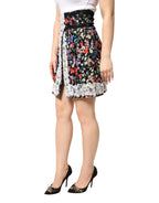 Dolce & Gabbana Black Floral Lace Cotton HighWaist Mini Skirt - Eljoys Fashion 