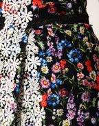 Dolce & Gabbana Black Floral Lace Cotton HighWaist Mini Skirt - Eljoys Fashion 