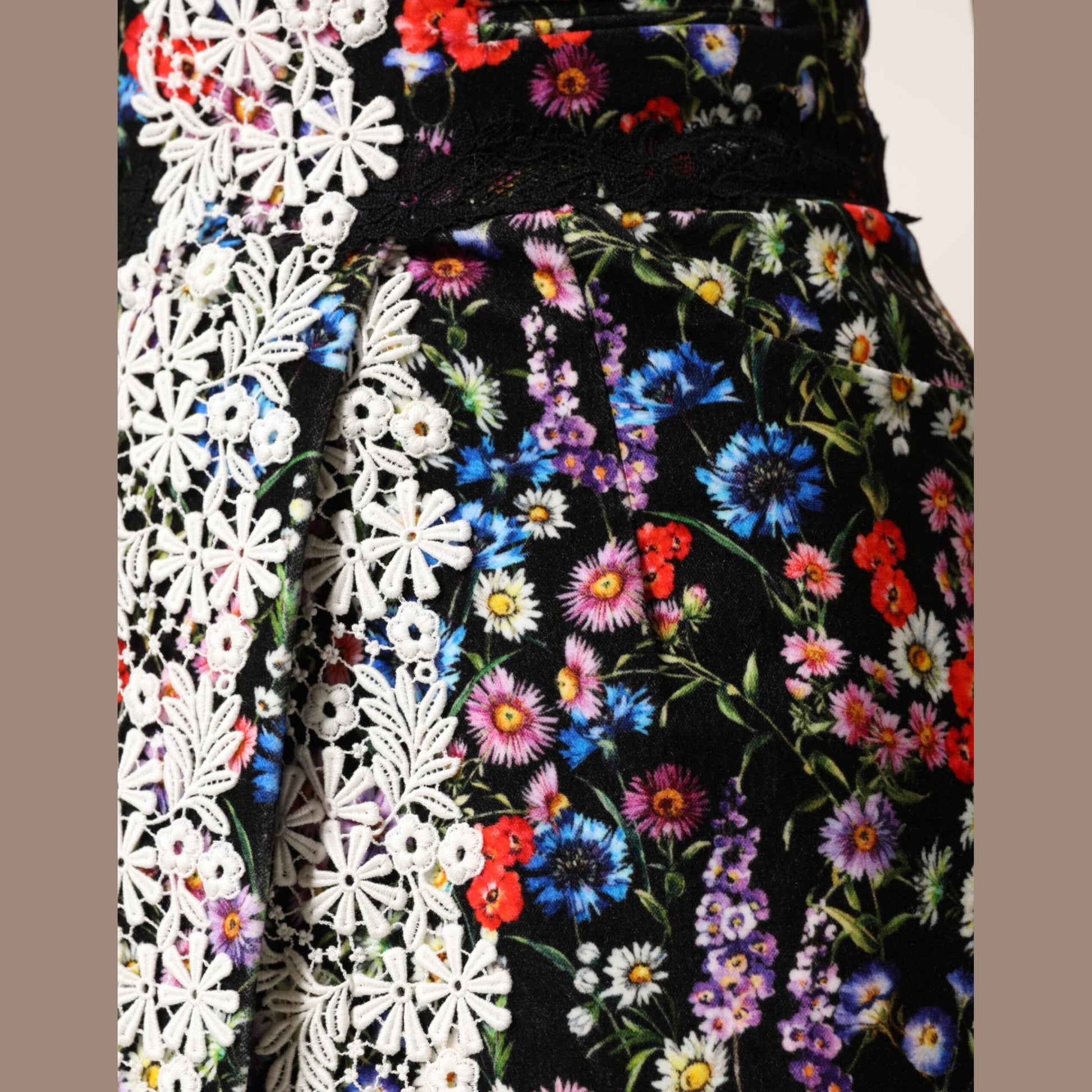 Dolce & Gabbana Black Floral Lace Cotton HighWaist Mini Skirt Dolce & Gabbana