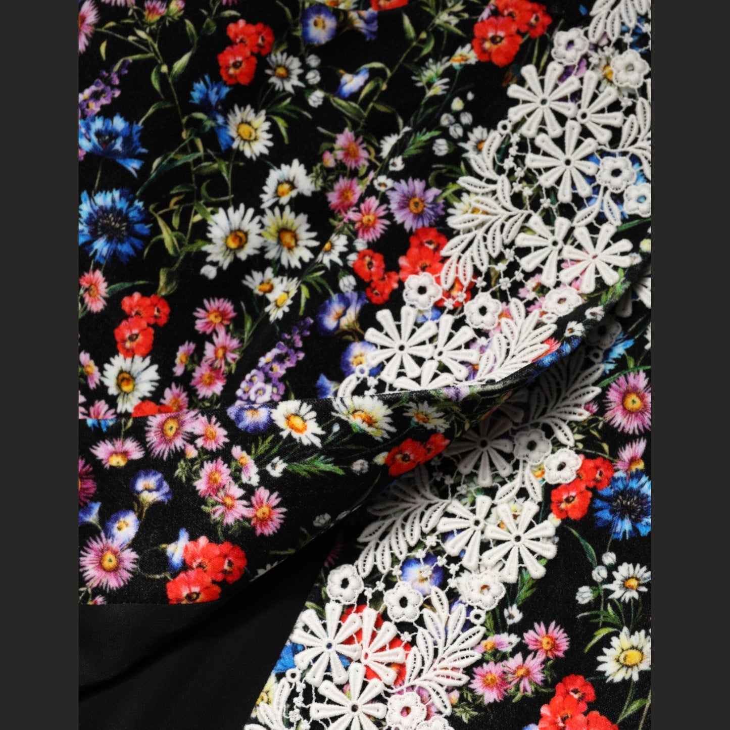 Dolce & Gabbana Black Floral Lace Cotton HighWaist Mini Skirt Dolce & Gabbana