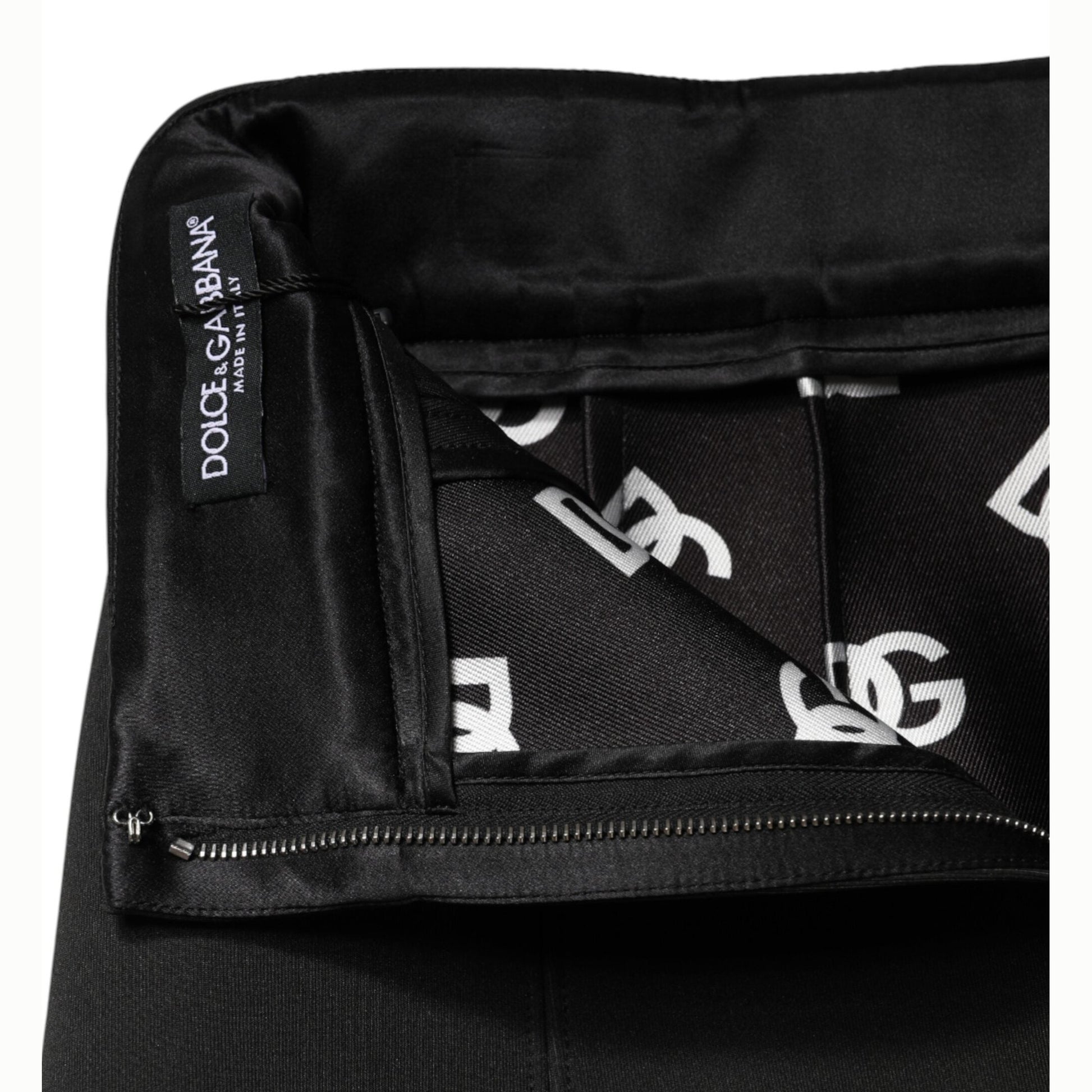 Dolce & Gabbana Black Nylon Pencil Cut High Waist Mini Skirt Dolce & Gabbana
