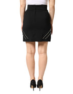Dolce & Gabbana Black Polyester Zipper High Waist Mini Skirt - Eljoys Fashion 