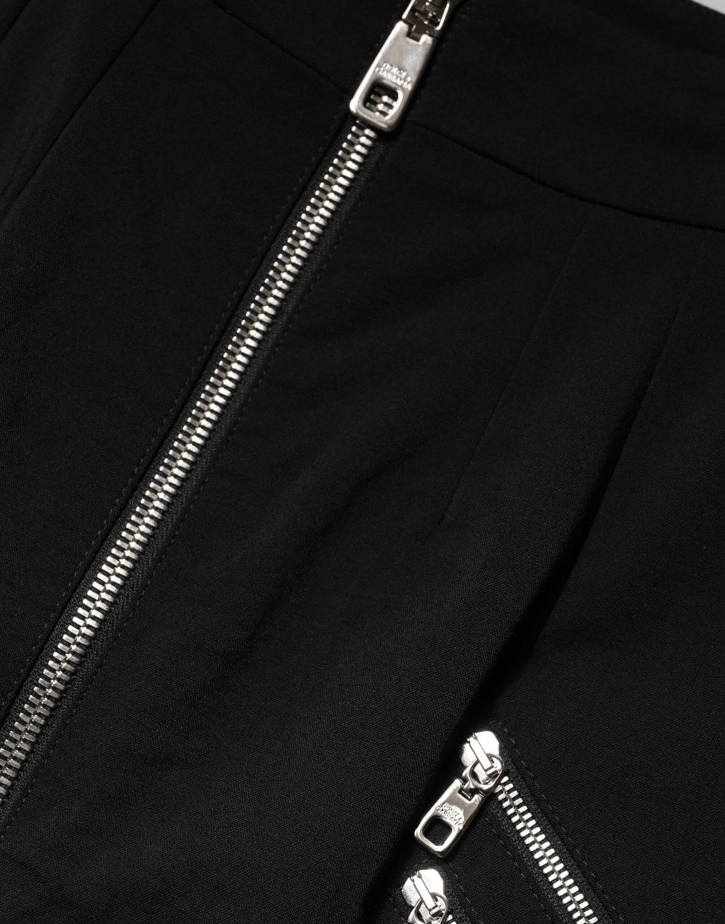 Dolce & Gabbana Black Polyester Zipper High Waist Mini Skirt - Eljoys Fashion 