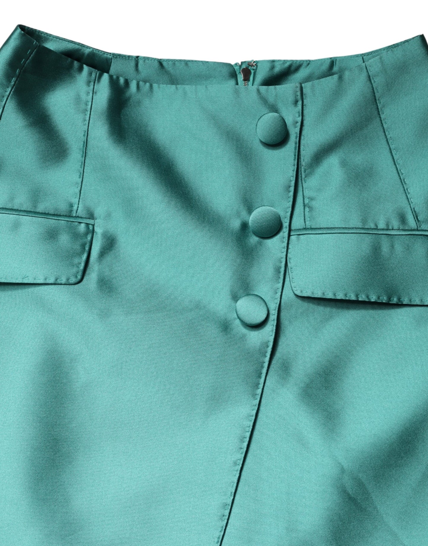 Dolce & Gabbana Green Polyester Button High Waist Mini Skirt Dolce & Gabbana