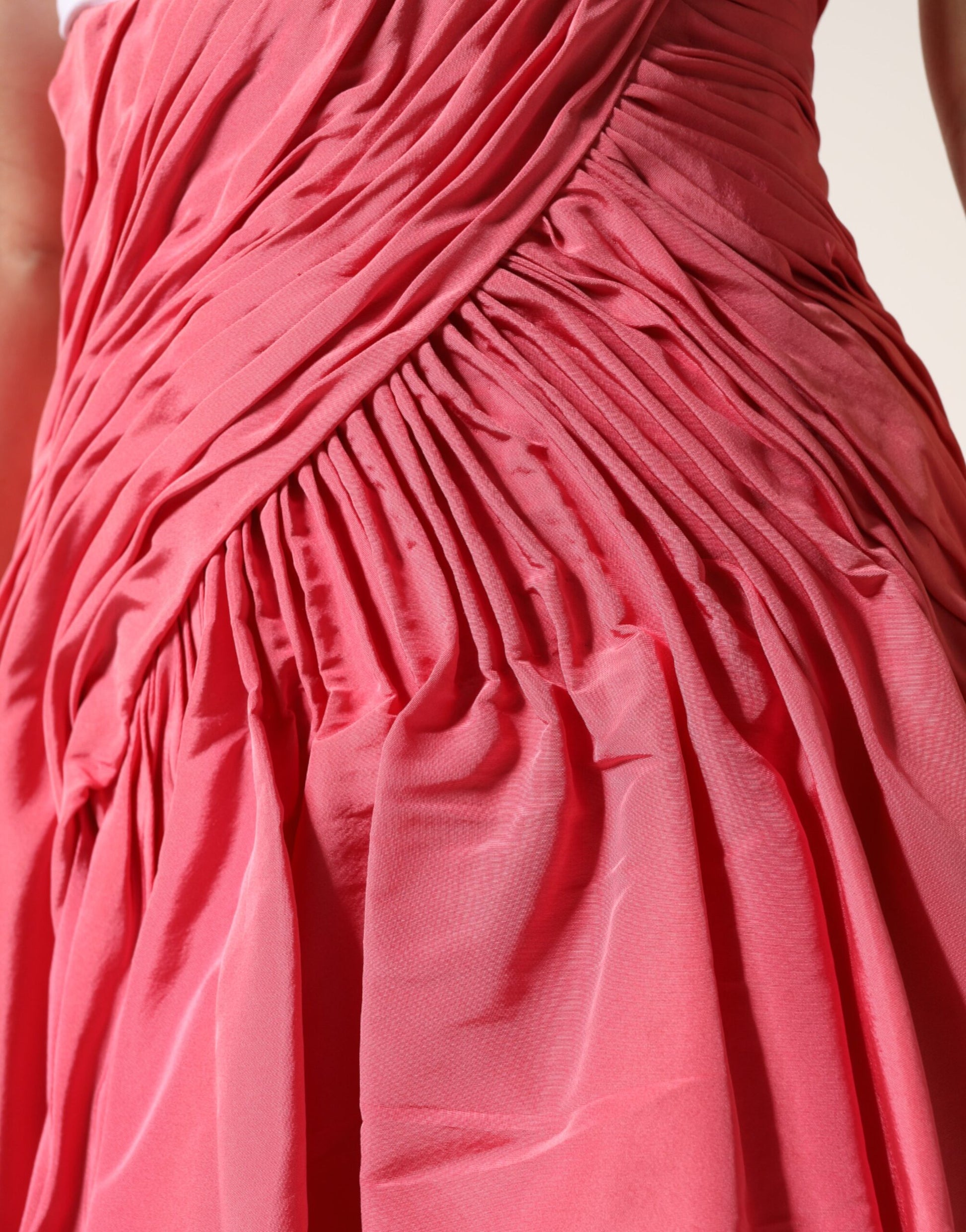Dolce & Gabbana Pink Silk Pleated High Waist Midi Skirt Dolce & Gabbana