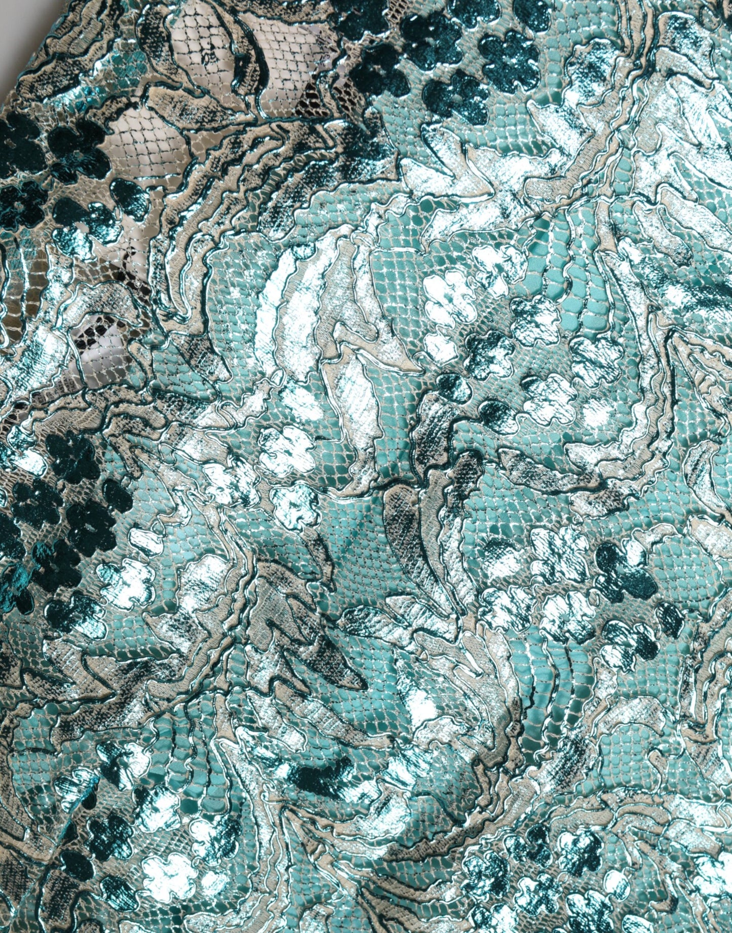 Dolce & Gabbana Blue Floral Brocade High Waist Mini Skirt Dolce & Gabbana