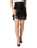 Dolce & Gabbana Black Nylon Embellished Lace Mini Skirt - Eljoys Fashion 