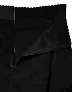Dolce & Gabbana Black Nylon Embellished Lace Mini Skirt - Eljoys Fashion 