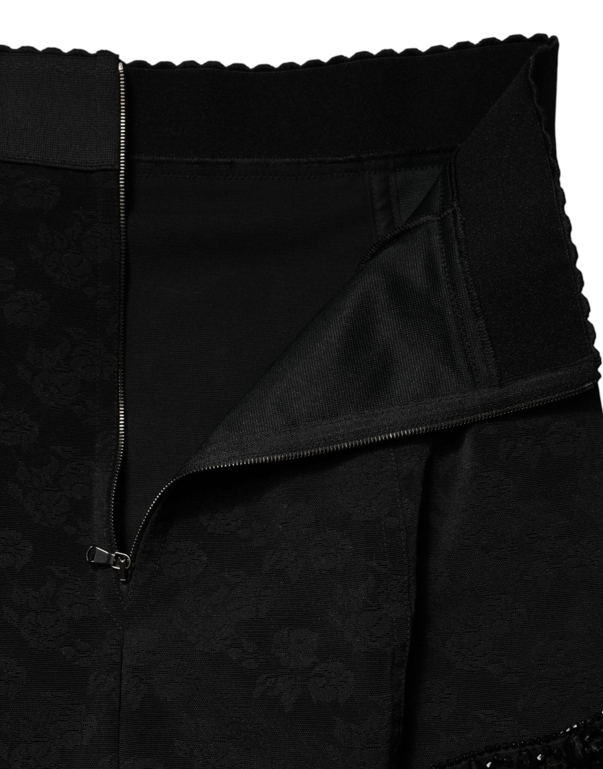 Dolce & Gabbana Black Nylon Embellished Lace Mini Skirt - Eljoys Fashion 