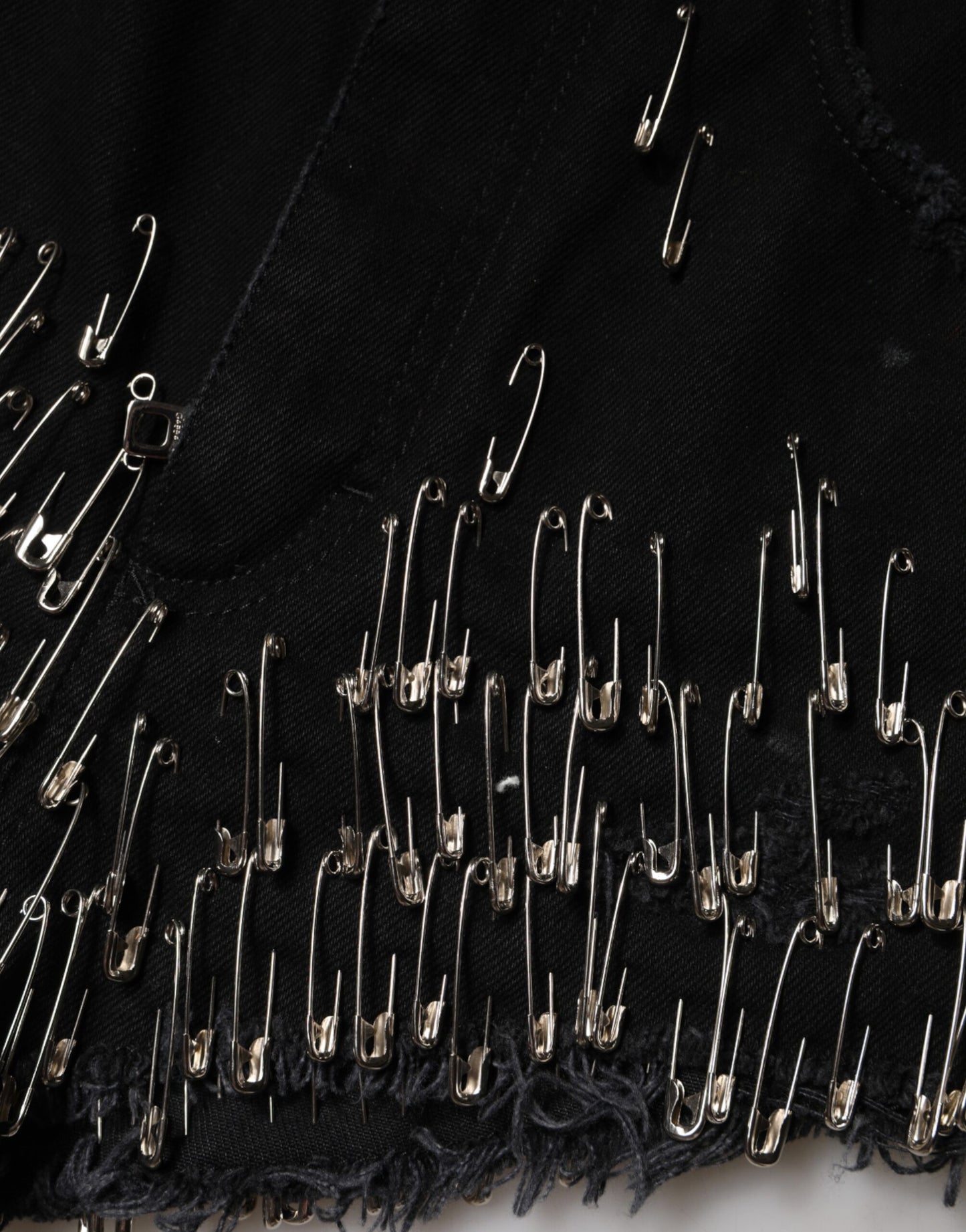 Dolce & Gabbana Black Pins Cotton Denim Hot Pants Shorts Dolce & Gabbana