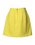 Dolce & Gabbana Yellow Wool Buttoned High Waist Mini Skirt