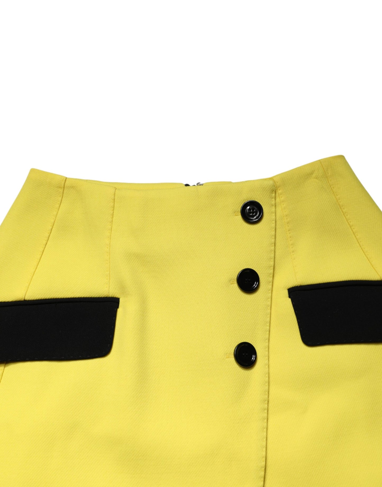 Dolce & Gabbana Yellow Wool Buttoned High Waist Mini Skirt Dolce & Gabbana