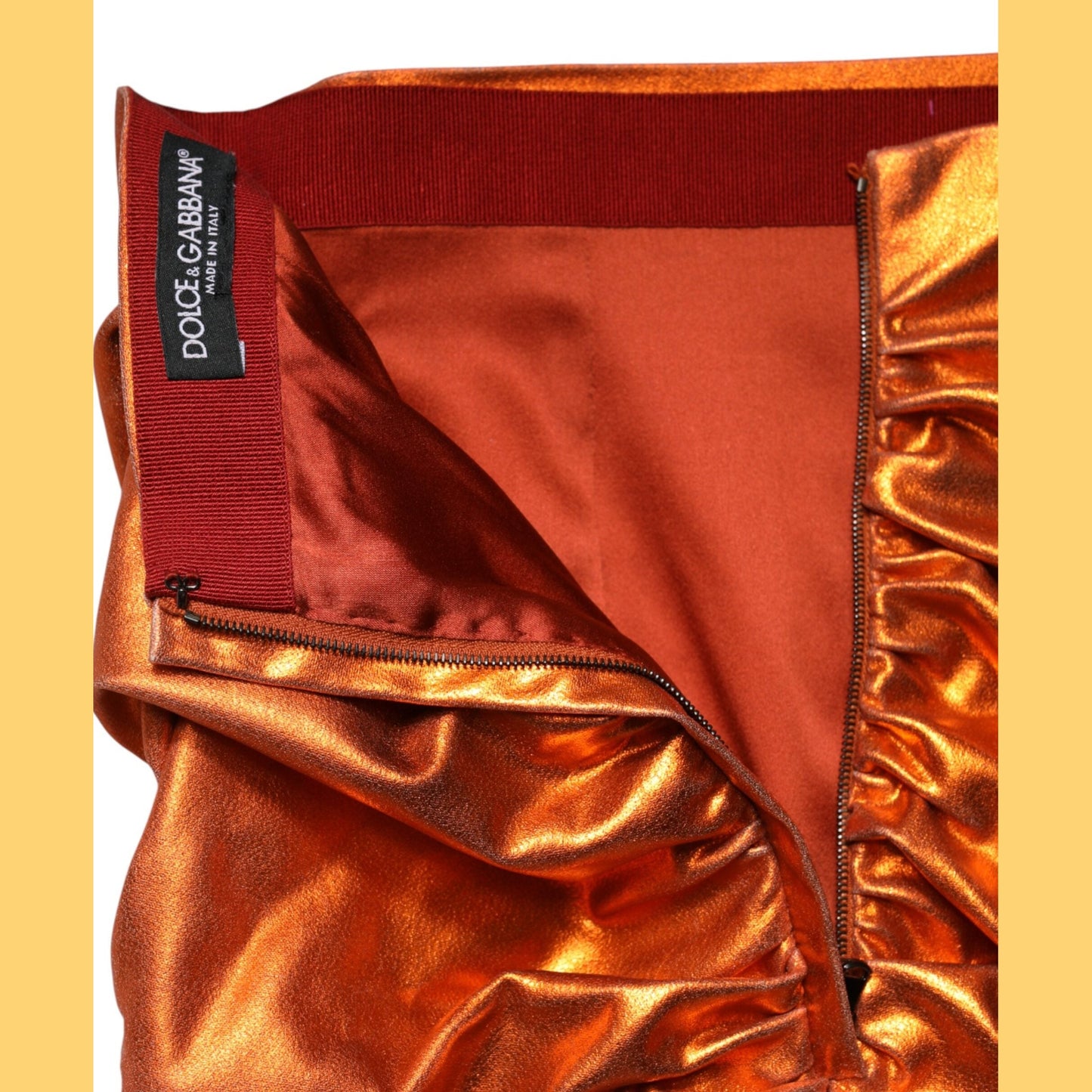 Dolce & Gabbana Metallic Orange Viscose High Waist Mini Skirt Dolce & Gabbana