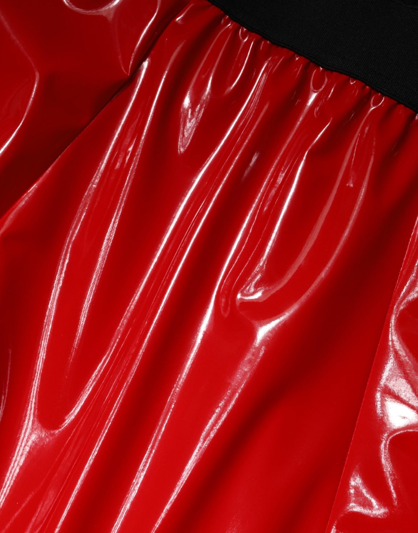 Dolce & Gabbana Glossy Red Polyester High Waist Midi Skirt Dolce & Gabbana