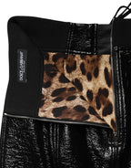 Dolce & Gabbana Black Nylon Eyelet Detail Coated Mini Skirt - Eljoys Fashion 