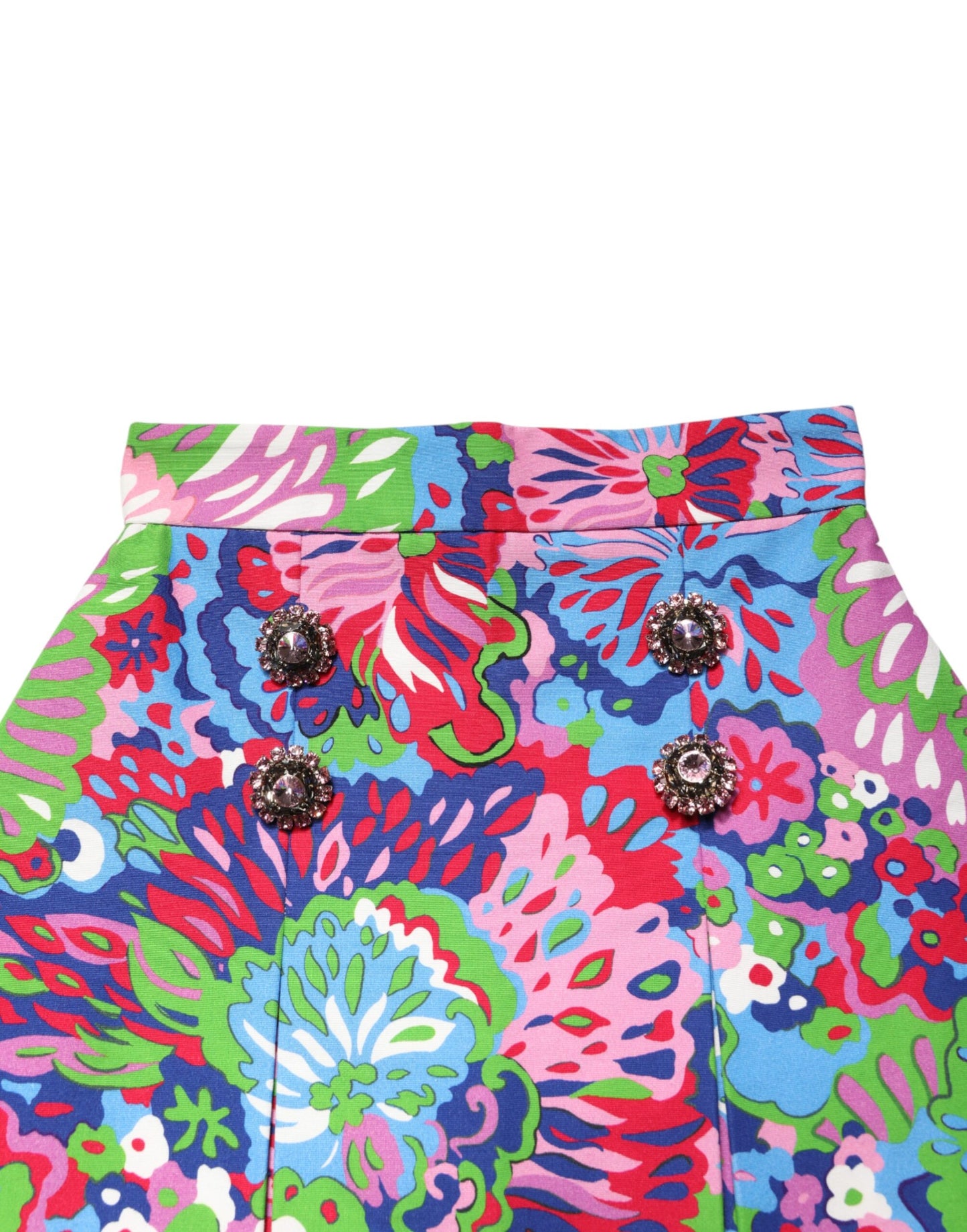 Dolce & Gabbana Multicolor Floral Buttoned High Waist Mini Shorts Dolce & Gabbana