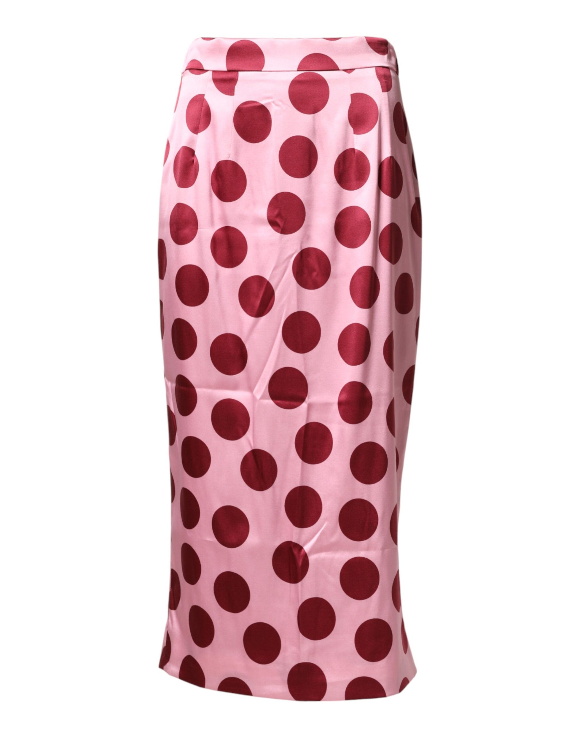 Dolce & Gabbana Pink Polka Dot Silk Pencil Cut Midi Skirt Dolce & Gabbana