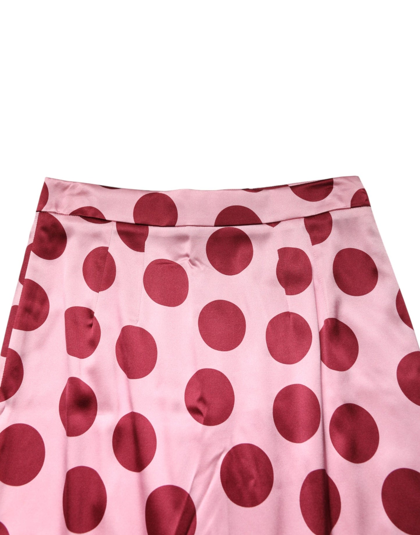 Dolce & Gabbana Pink Polka Dot Silk Pencil Cut Midi Skirt Dolce & Gabbana