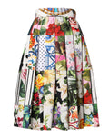 Dolce & Gabbana multicolor patchwork high waist midi skirt with a flowing silhouette and vibrant design.
