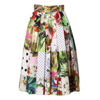 Dolce & Gabbana Multicolor Patchwork High Waist Midi Skirt
