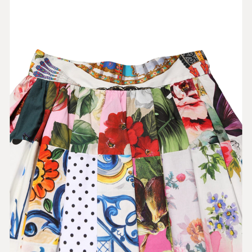 Dolce & Gabbana Multicolor Patchwork High Waist Midi Skirt