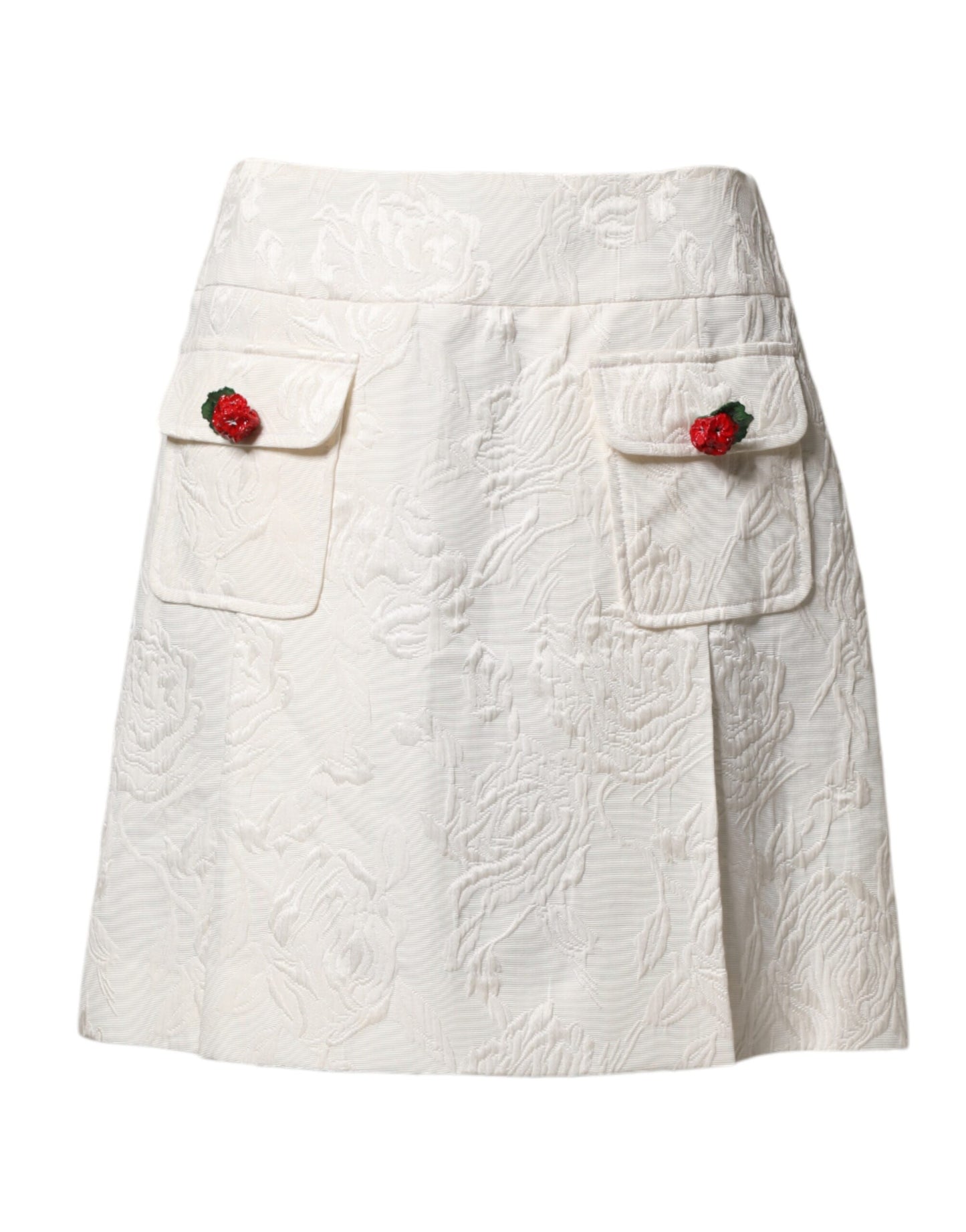 Dolce & Gabbana White Floral Brocade High Waist Mini Skirt Dolce & Gabbana