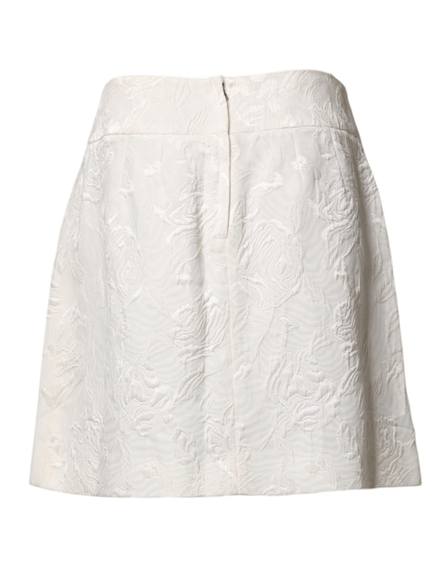 Dolce & Gabbana White Floral Brocade High Waist Mini Skirt Dolce & Gabbana