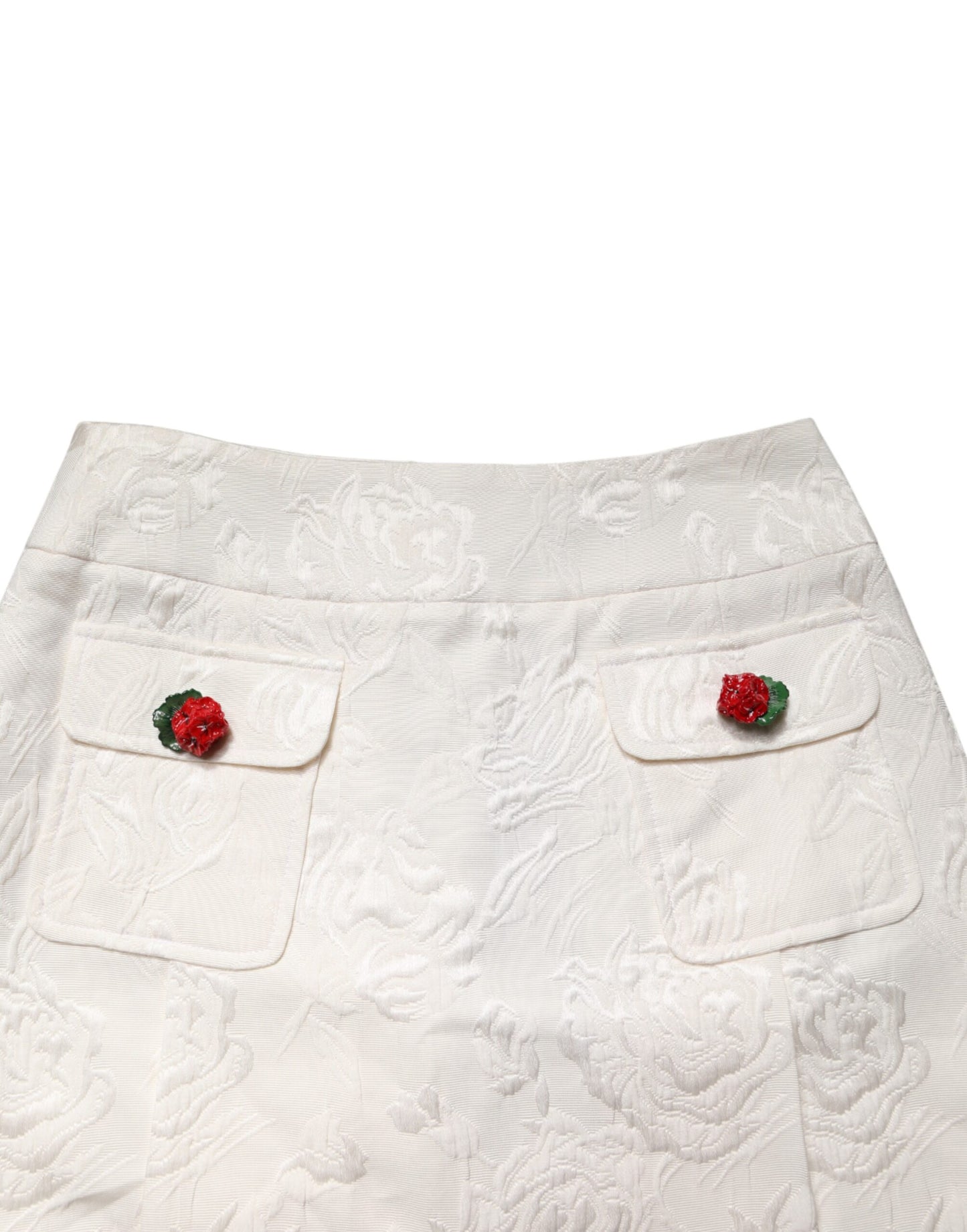 Dolce & Gabbana White Floral Brocade High Waist Mini Skirt Dolce & Gabbana