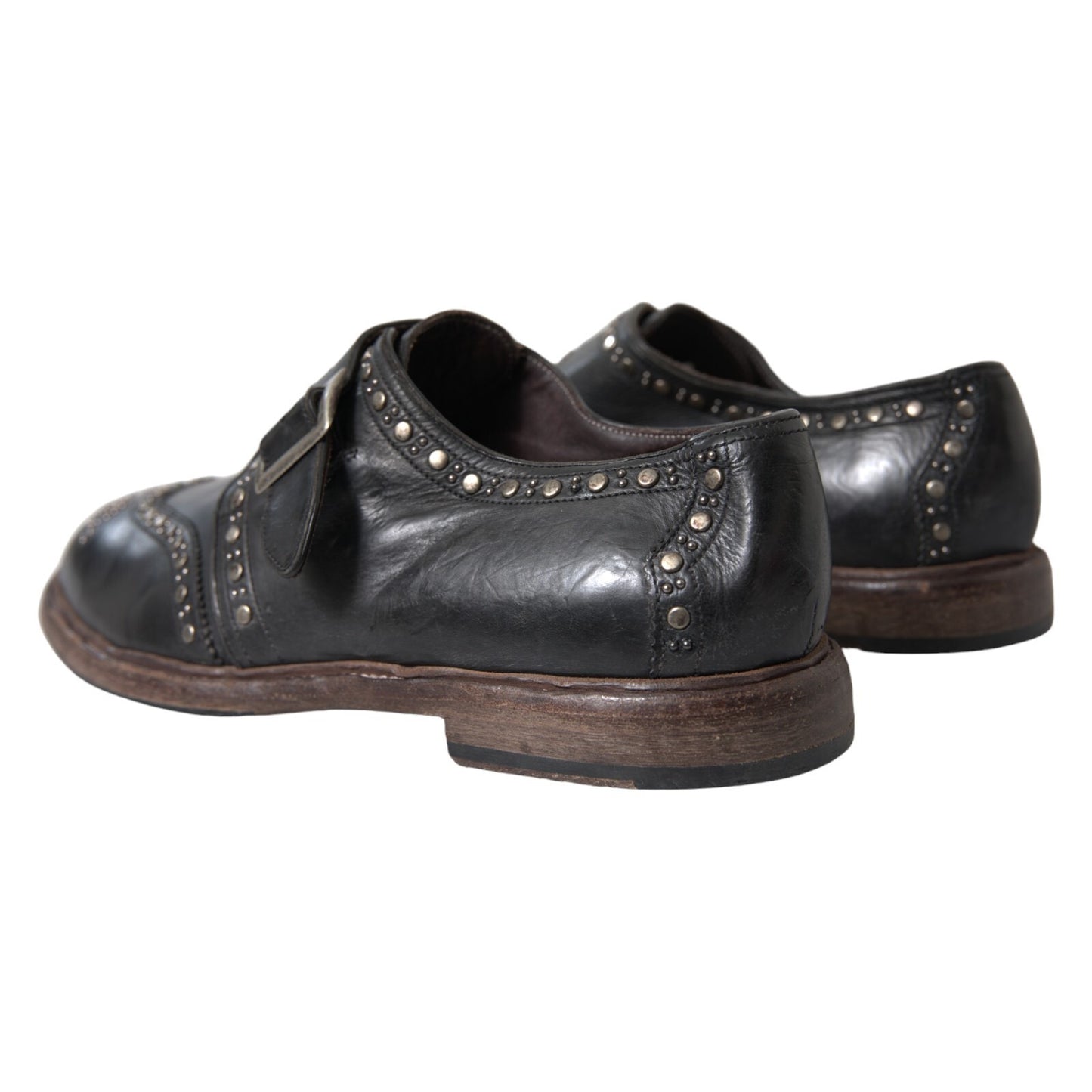 Dolce & Gabbana Black Leather Monk Strap Studded Dress Shoes Dolce & Gabbana