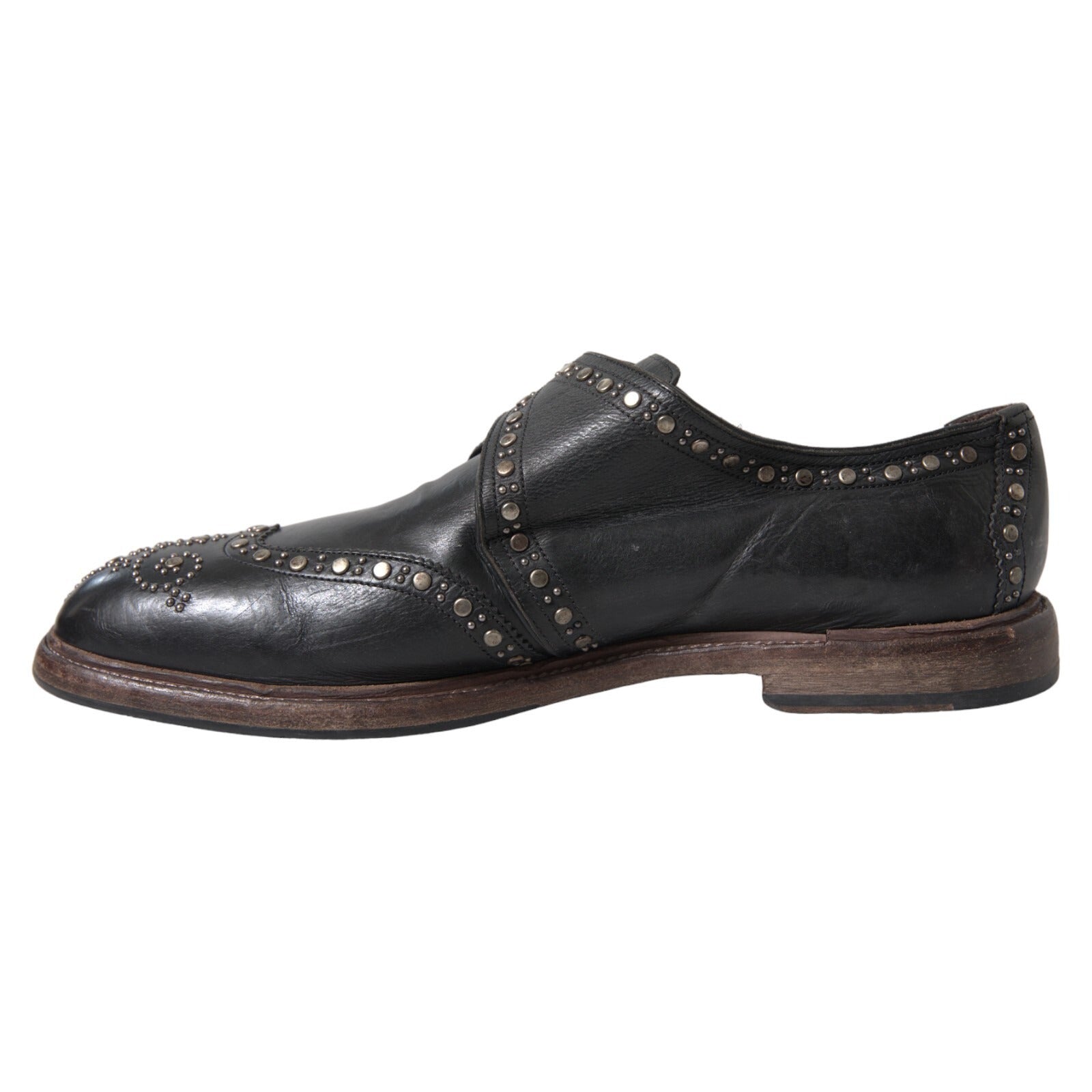 Dolce & Gabbana Black Leather Monk Strap Studded Dress Shoes Dolce & Gabbana