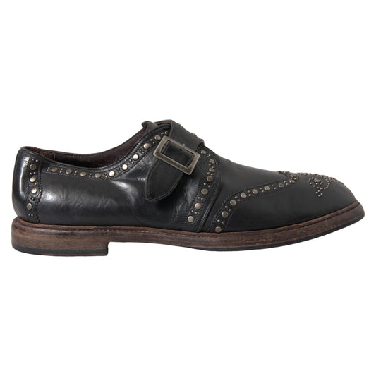 Dolce & Gabbana Black Leather Monk Strap Studded Dress Shoes Dolce & Gabbana