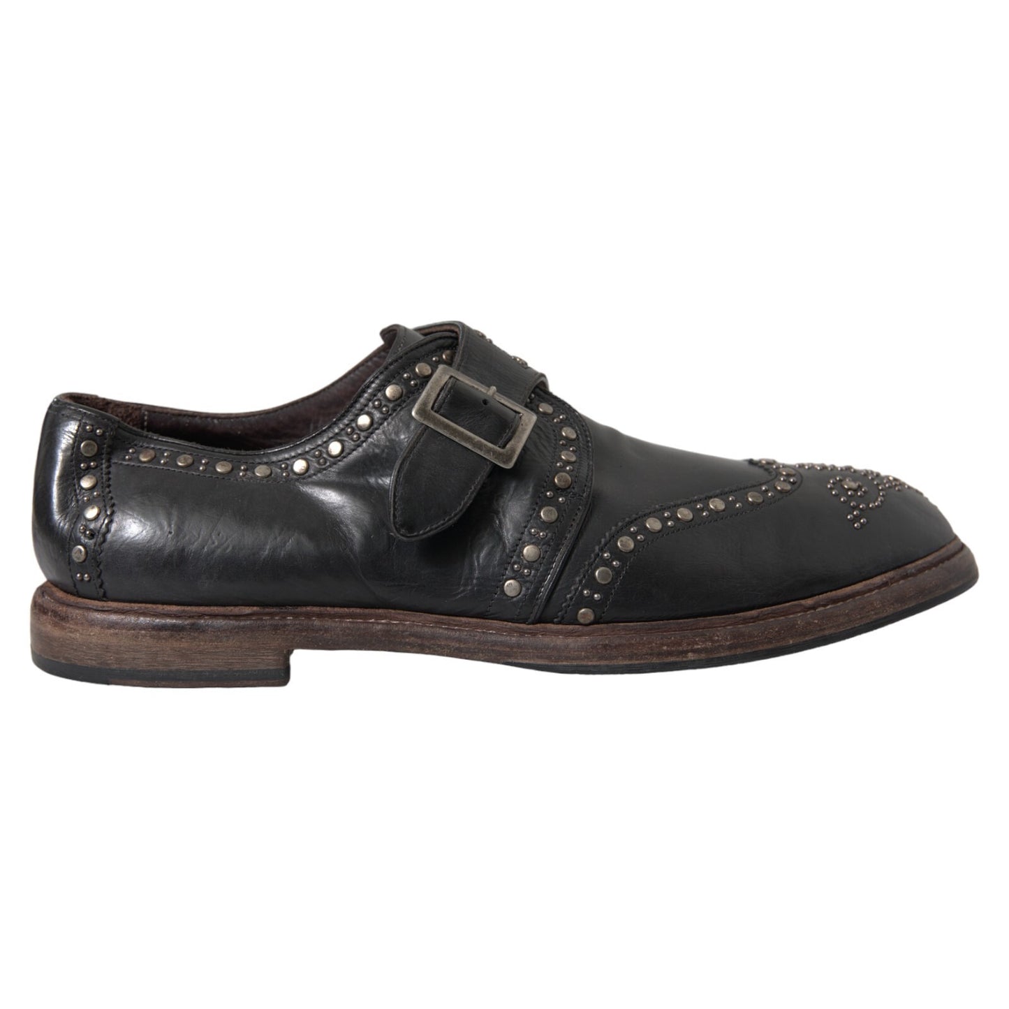 Dolce & Gabbana Black Leather Monk Strap Studded Dress Shoes Dolce & Gabbana