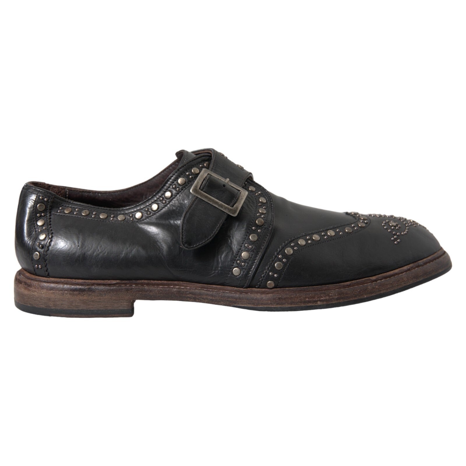 Dolce & Gabbana Black Leather Monk Strap Studded Dress Shoes Dolce & Gabbana