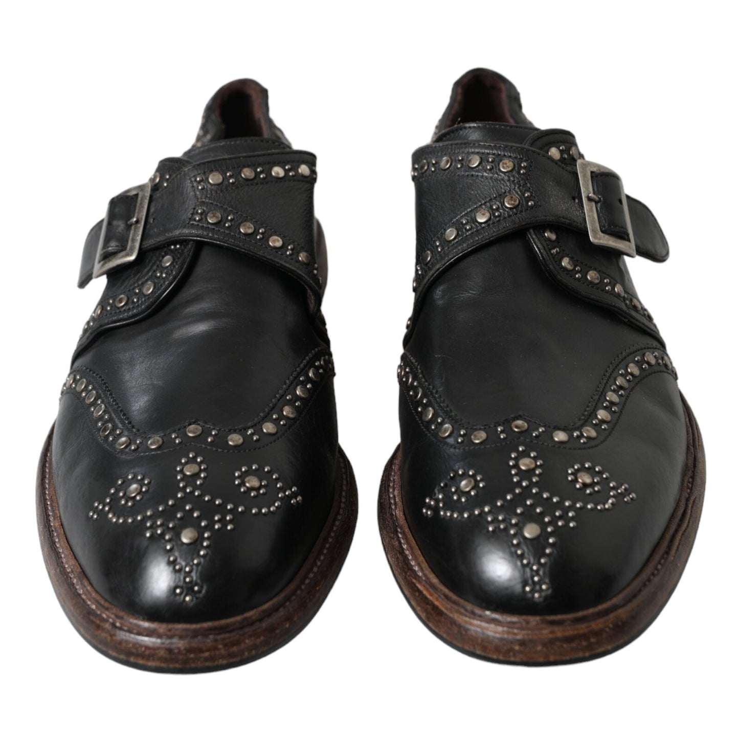 Dolce & Gabbana Black Leather Monk Strap Studded Dress Shoes Dolce & Gabbana