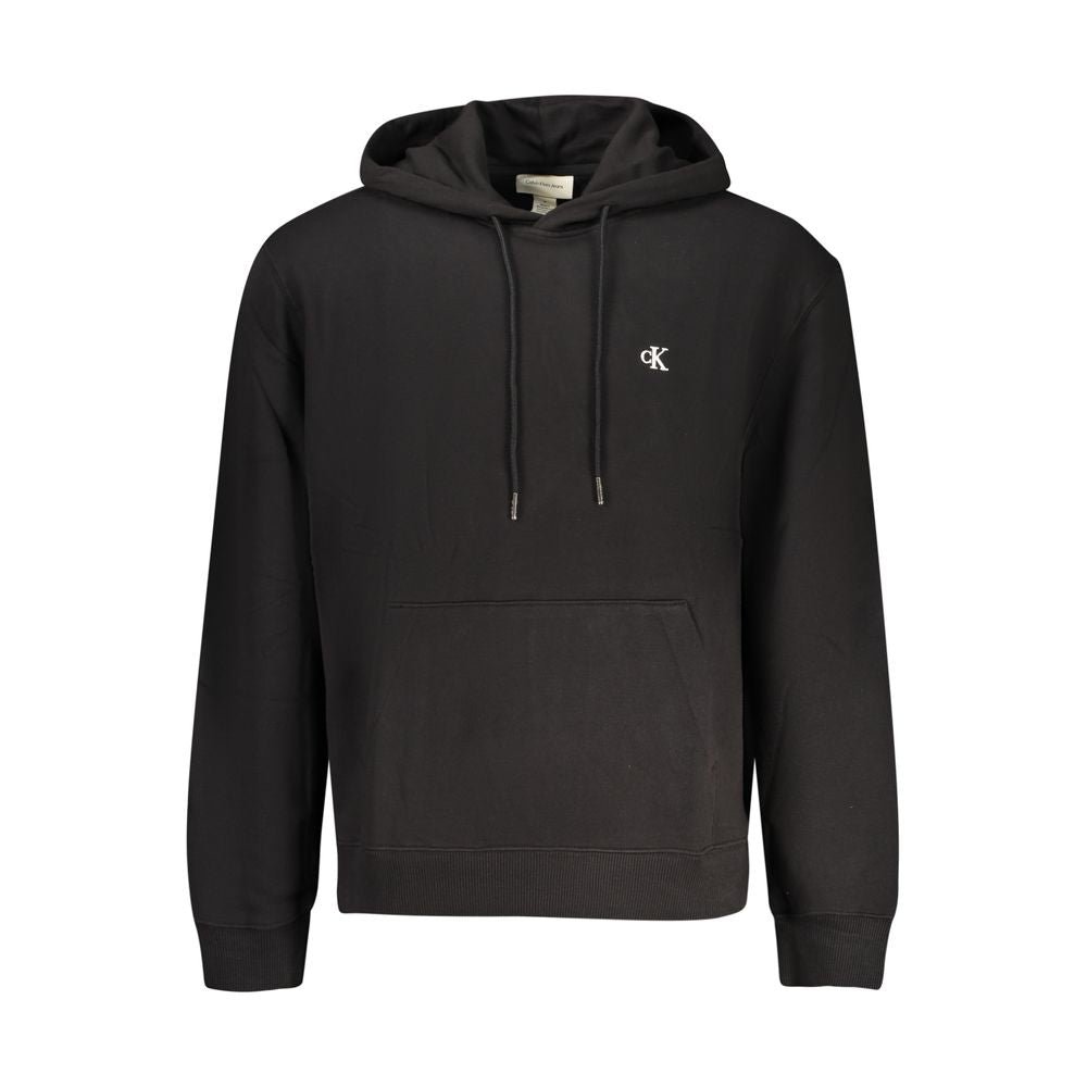 Black cotton men's sweatshirt by Calvin Klein with a classic crew neck and minimalist logo detail.